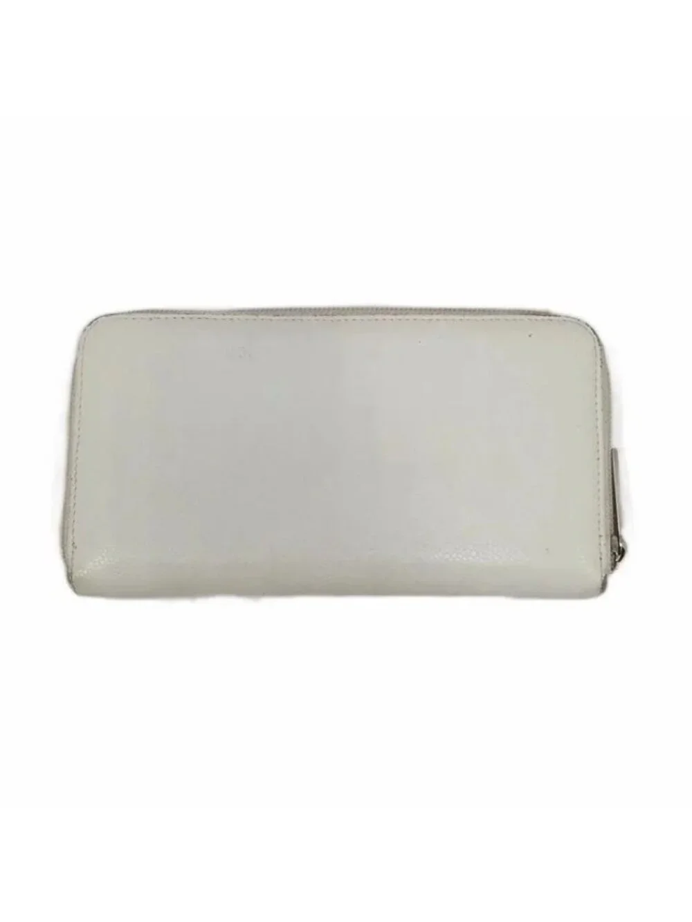 Chanel CC Logo Caviar Leather Wallet Zip Around Coin Purse Ivory